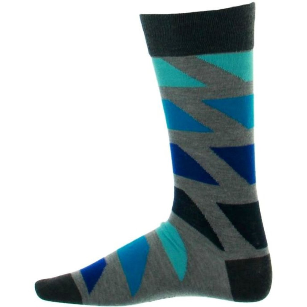Mens Grey/Aqua Casual or Dressy Socks Moisture Wicking-10/13